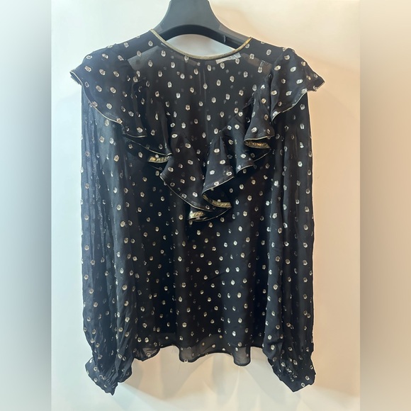 SANDRO Lurex Patterned Top In Black - Picture 6 of 10